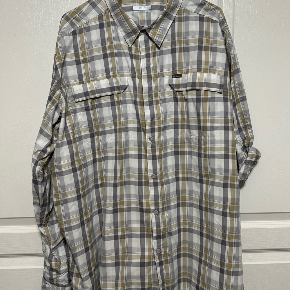 Columbia Men's Plaid Button-Down Shirt - Gray and Tan